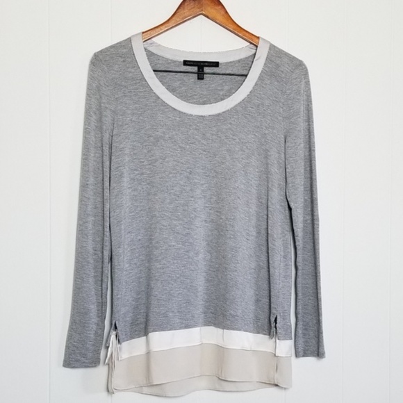 WHBM long Sleeve Gray Ecru Ball Chain crew neck  tee sz sm - Picture 4 of 4